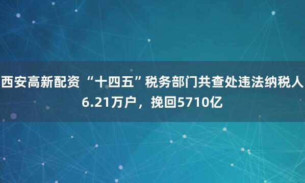 西安高新配资 “十四五”税务部门共查处违法纳税人6.21万户，挽回5710亿